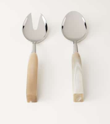 Horn and stainless steel salad serving set | Brunello Cucinelli