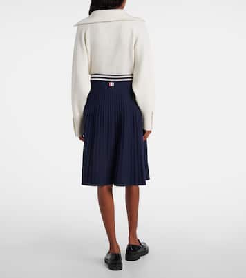 细皱布羊毛混纺中长半身裙 | Thom Browne