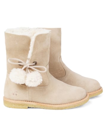 Stiefel Julienne aus Veloursleder mit Shearling | Bonpoint