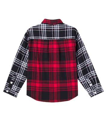 Camisa de algodón a cuadros colorblock | Stella McCartney Kids