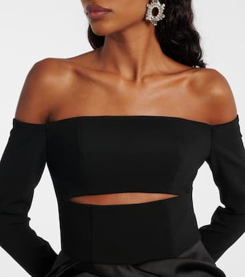 Miniabito in raso con scollo bardot | Carolina Herrera