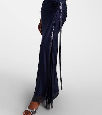 Embellished gathered satin maxi dress | Rabanne