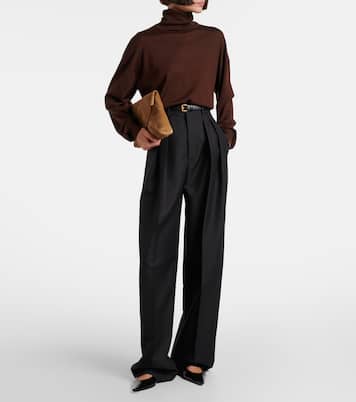 皮革露跟平底鞋 | Saint Laurent