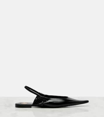 皮革露跟平底鞋 | Saint Laurent