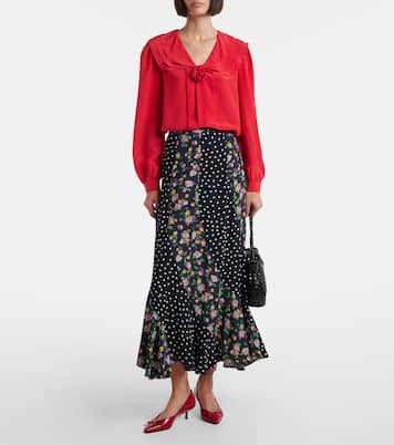 Emelin floral-appliqué silk blouse | Rixo