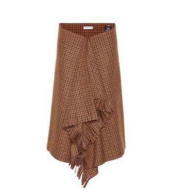 Jupe en laine mélangée à carreaux | Balenciaga