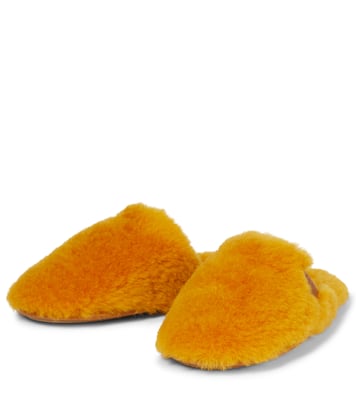 Logo-patch shearling slippers | Loewe