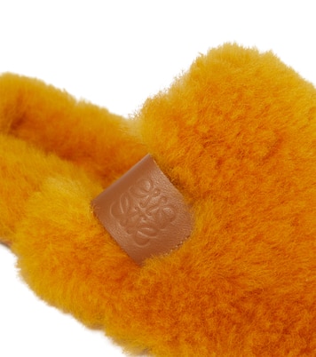 Logo-patch shearling slippers | Loewe
