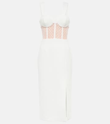 Bridal Francine crêpe bustier midi dress | Rebecca Vallance