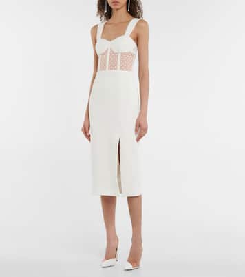 Bridal Francine crêpe bustier midi dress | Rebecca Vallance