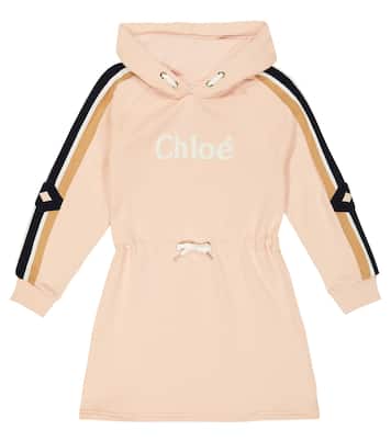 Abito in cotone con cappuccio e logo | Chloé Kids