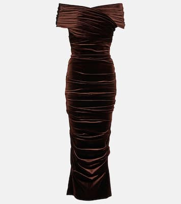 Off-shoulder velvet midi dress | Alex Perry