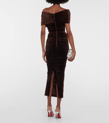 Off-shoulder velvet midi dress | Alex Perry