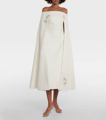 Novia - vestido midi con capa y cristales | Safiyaa