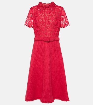 Vestido midi Gardenia de guipur y tweed | Oscar de la Renta
