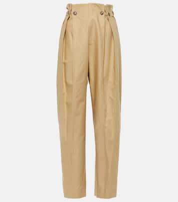 Pantaloni regular in cotone arricciato | Victoria Beckham
