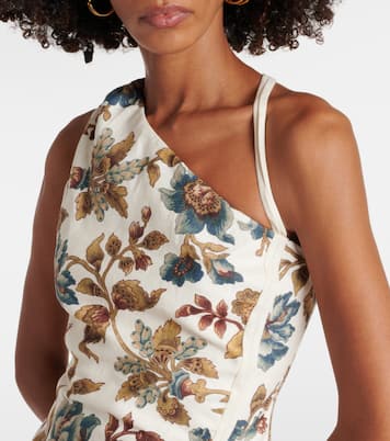 Eleanora floral one-shoulder linen minidress | SIR