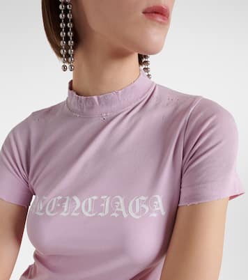 T-shirt cropped in jersey di cotone | Balenciaga