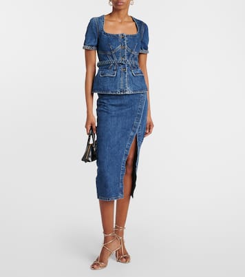 Vestido midi de denim | Self-Portrait