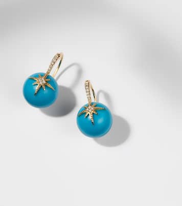 Boucles d'oreilles Starburst en or 14 ct, turquoise et diamants | Sydney Evan