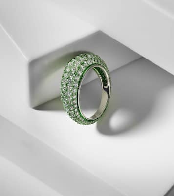Anello Lime Disco in oro bianco 18kt con diamanti | Kamyen