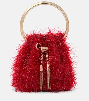 Bon Bon Mini tinsel-embellished bucket bag | Jimmy Choo