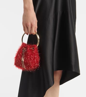 Bon Bon Mini tinsel-embellished bucket bag | Jimmy Choo
