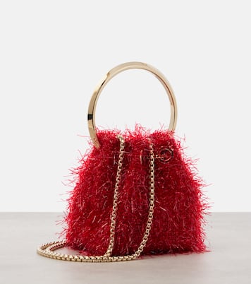 Bon Bon Mini tinsel-embellished bucket bag | Jimmy Choo