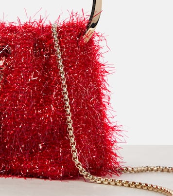 Bon Bon Mini tinsel-embellished bucket bag | Jimmy Choo