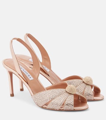 Slingback-Sandalen Italian Flirt 75 mit Kristallen | Aquazzura