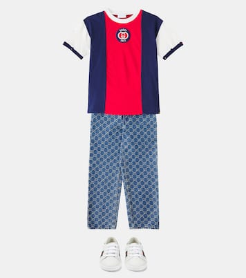 T-shirt in cotone color-block con logo | Gucci Kids