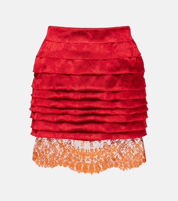 Minigonna in jacquard con pizzo | Saint Laurent