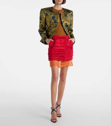 Minigonna in jacquard con pizzo | Saint Laurent