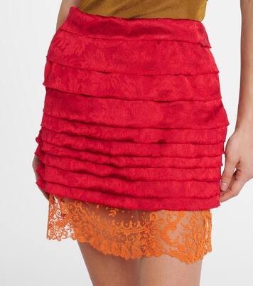 Minigonna in jacquard con pizzo | Saint Laurent