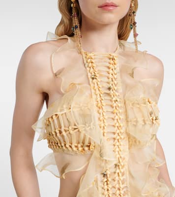 Abito lungo Balance in organza di seta con volant | Zimmermann
