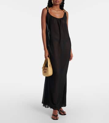 Holiday embellished chiffon maxi dress | Adriana Degreas
