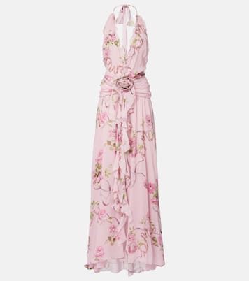 Floral ruffled georgette maxi dress | Blumarine