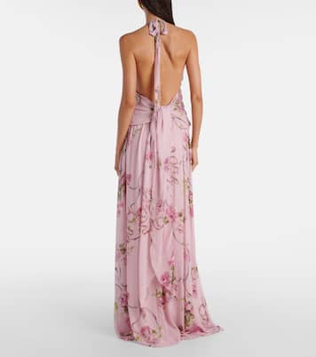 Floral ruffled georgette maxi dress | Blumarine