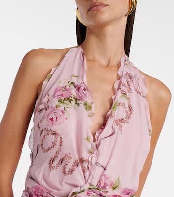 Floral ruffled georgette maxi dress | Blumarine