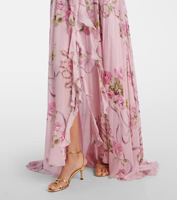 Floral ruffled georgette maxi dress | Blumarine