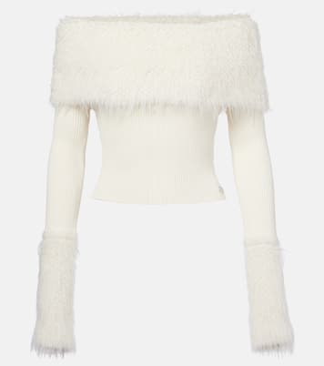 Ribbed-knit faux fur-trimmed top | Jean Paul Gaultier
