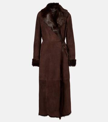Joni shearling-lined suede wrap coat | Nour Hammour