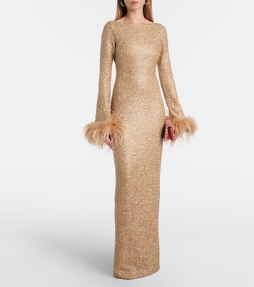 Verzierte Robe Mae mit Federn | Clio Peppiatt