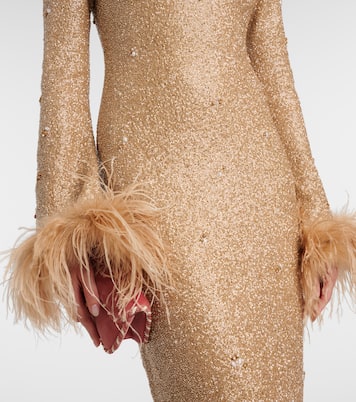 Verzierte Robe Mae mit Federn | Clio Peppiatt