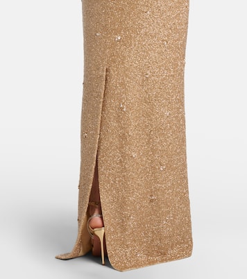 Verzierte Robe Mae mit Federn | Clio Peppiatt