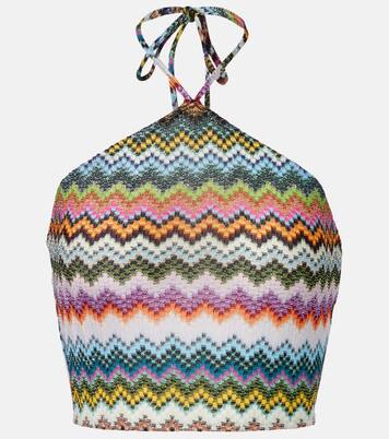 Zig Zag halterneck lamé crop top | Missoni