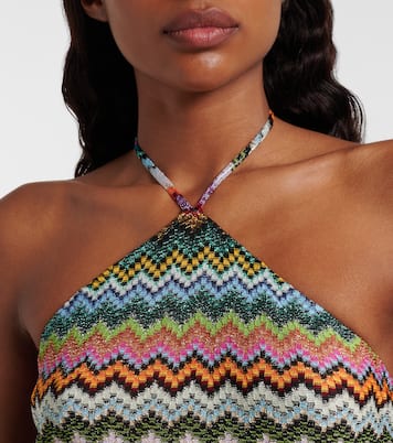 Zig Zag halterneck lamé crop top | Missoni