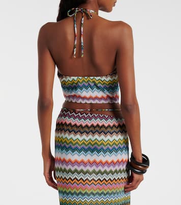 Zig Zag halterneck lamé crop top | Missoni