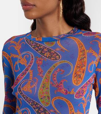 Semi-sheer velvet-trimmed tulle top | Etro