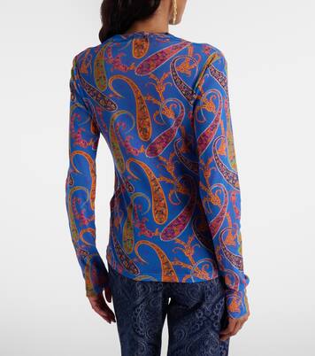 Semi-sheer velvet-trimmed tulle top | Etro